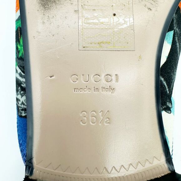 GUCCI Princetown Hawaiian Floral Mule Size 36.5 Horsebit Slip On Loafer - Picture 14 of 15